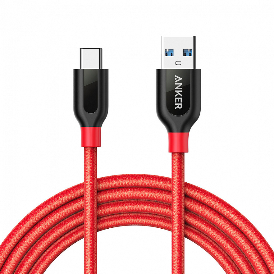 фото Кабель anker powerline+ usb-c to usb a 3.0 6ft red