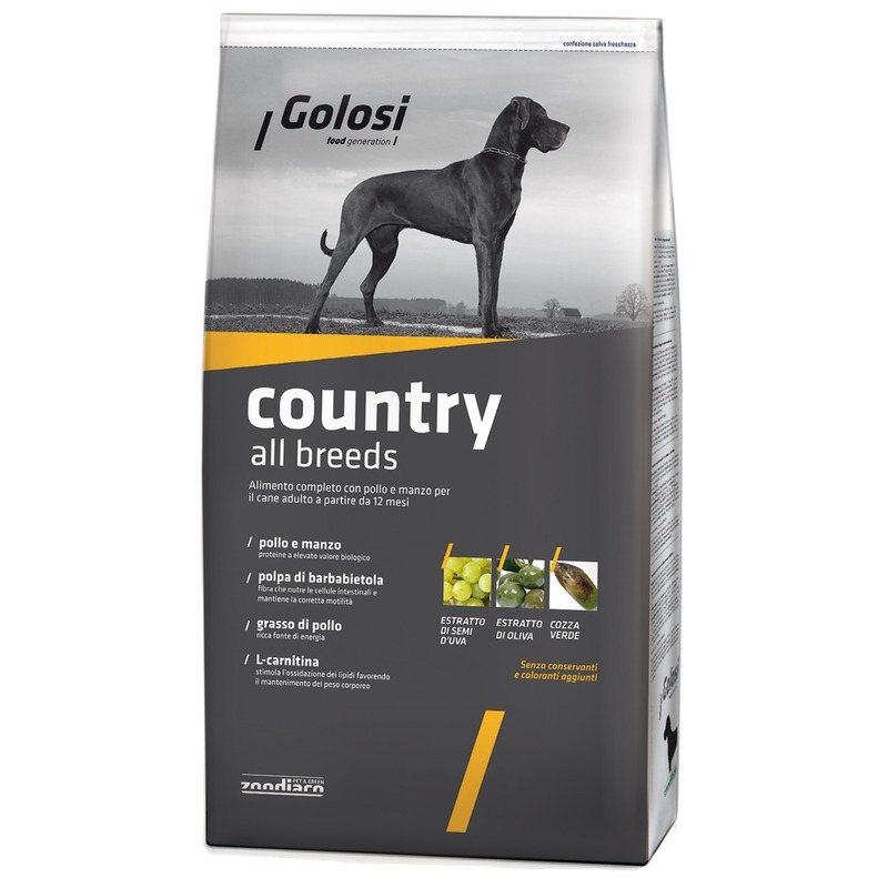 Сухой корм для собак Golosi Country All Breeds Adult, говядина, курица, 12кг