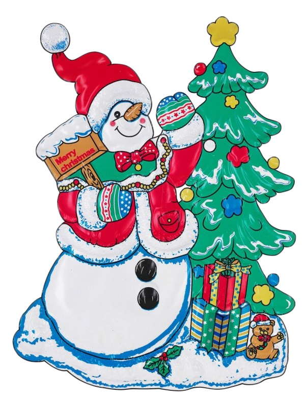 фото Декорация новогодняя snowmen снеговик с елкой е94326 61x40 см