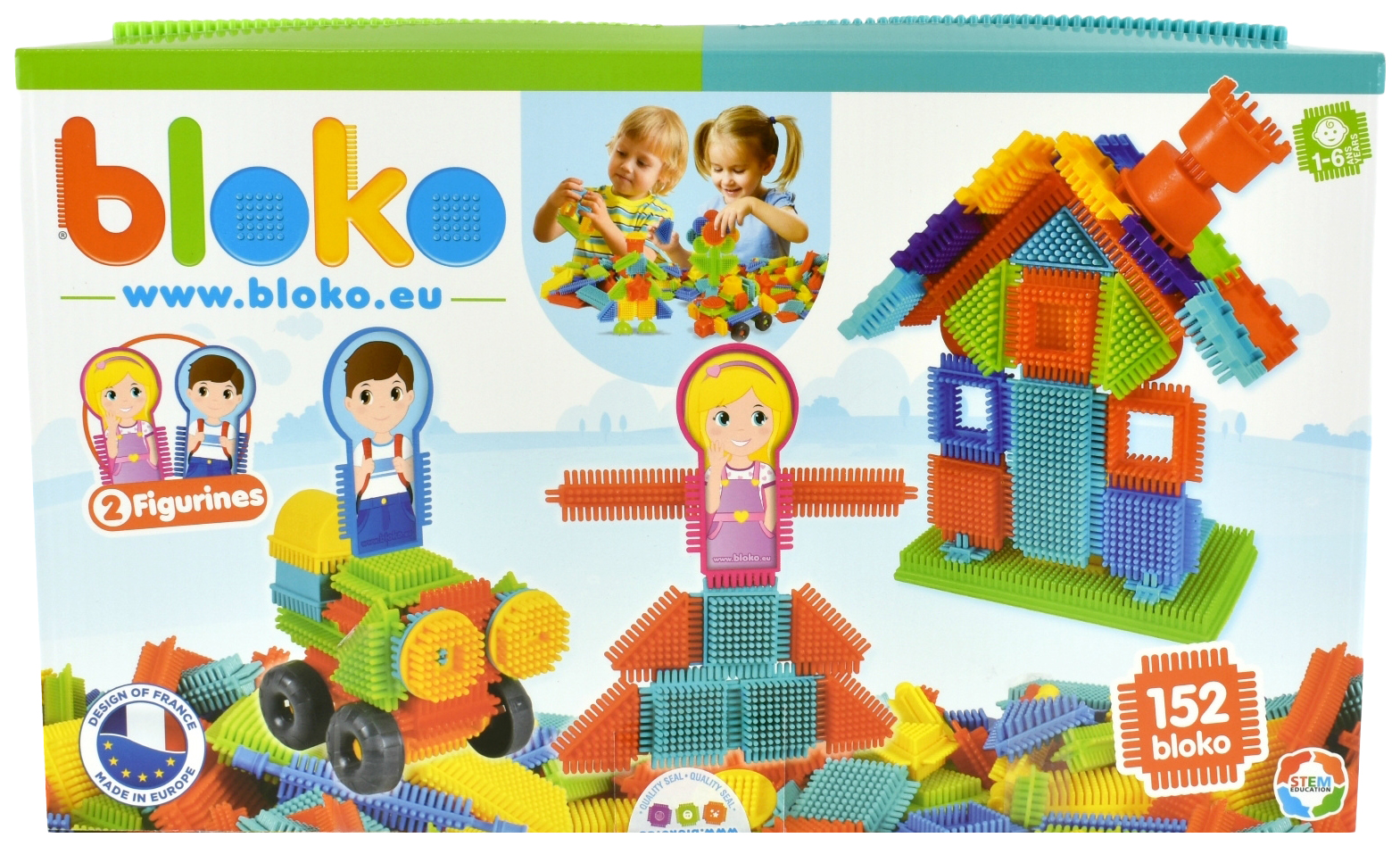 фото Игольчатый конструктор "bloko". 150 деталей + 2 основы + 2 человечка (семья)