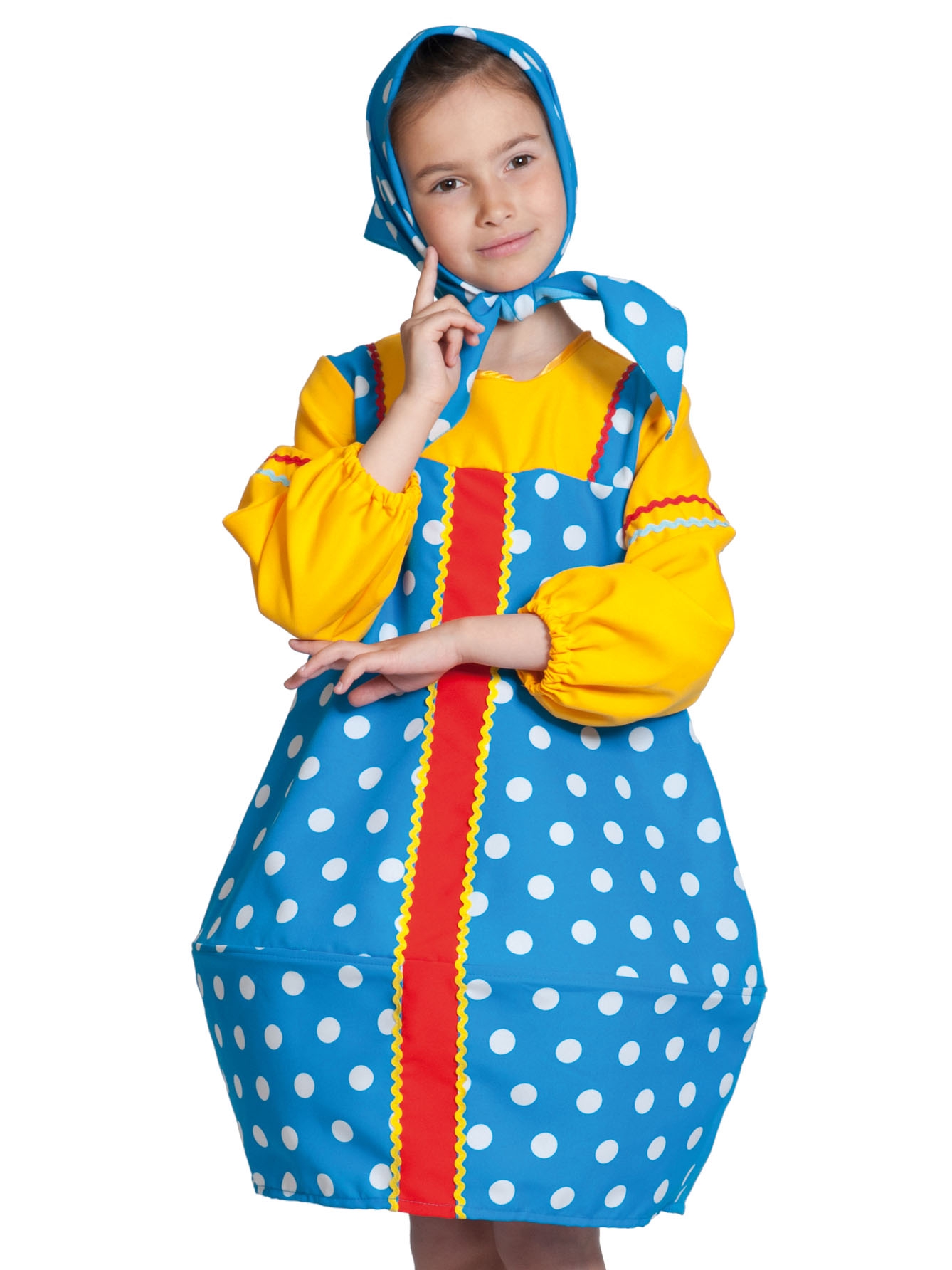 фото Карнавальный костюм карнавалофф матрешка, цв. голубой р.116
