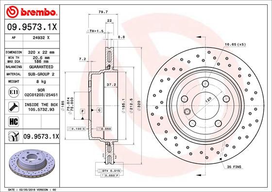 фото Тормозной диск brembo 09.9573.1x