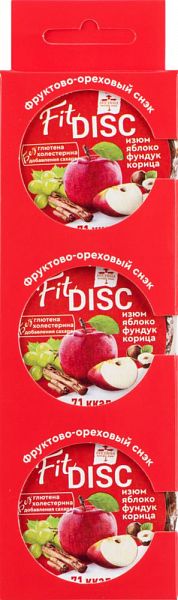 фото Снэк fit disk изюм-яблоко-фундук-корица 25 г 3 штуки