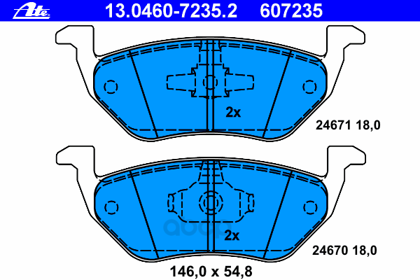 

Рем. комплект тормозных колодок Ate 13.0460-7235.2