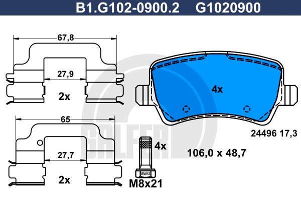 

Тормозные колодки GALFER дисковые B1G10209002