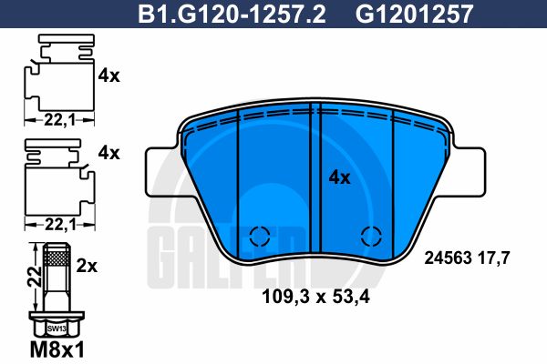 

Комплект тормозных дисковых колодок GALFER B1.G120-1257.2