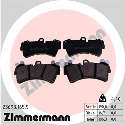 

Комплект тормозных колодок, дисковый тормоз ZIMMERMANN 23693.165.9