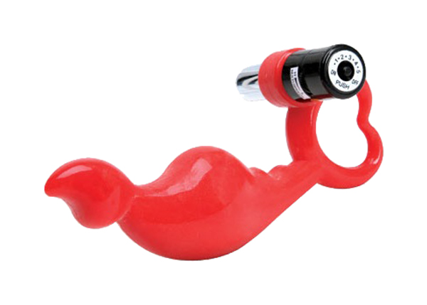фото Красный силиконовый стимулятор с вибропулей на ручке dream toys