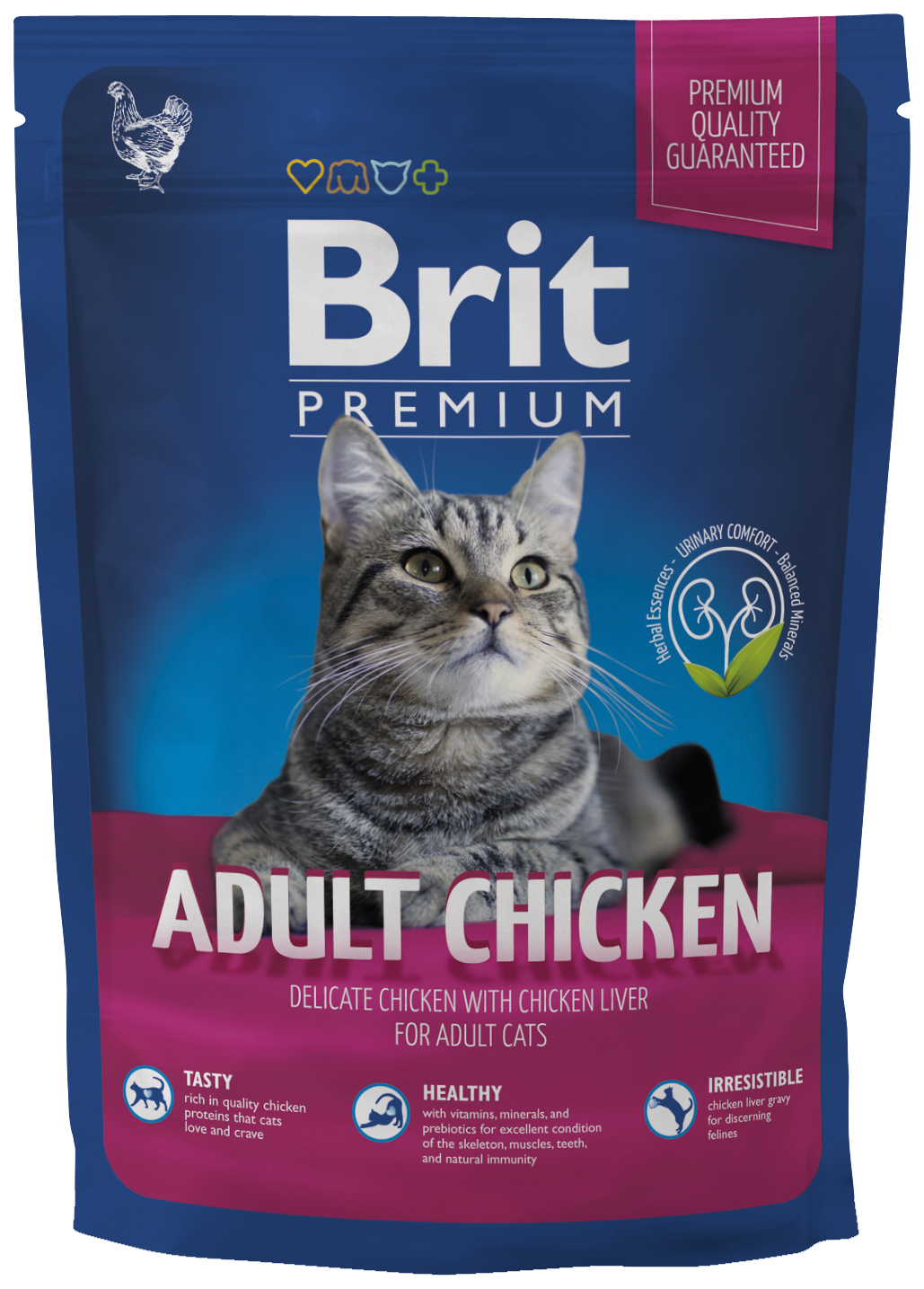 фото Сухой корм для кошек brit premium adult chicken, курица, 0,8кг