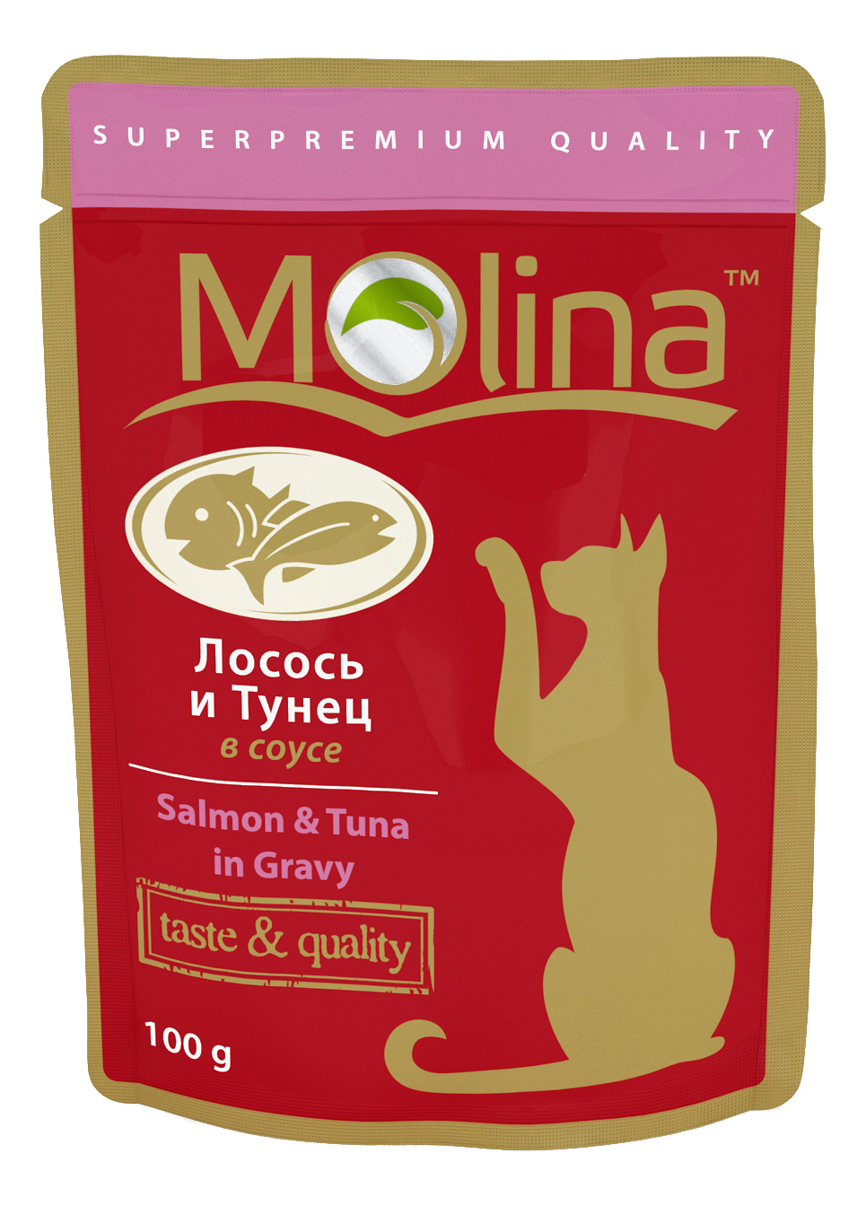 фото Влажный корм для кошек molina, с лососем и тунцом в соусе, 100г