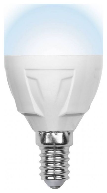 фото Лампа светодиодная (07903) e14 6w 4500k шар матовый led-g45-6w/nw/e14/fr alp01wh uniel