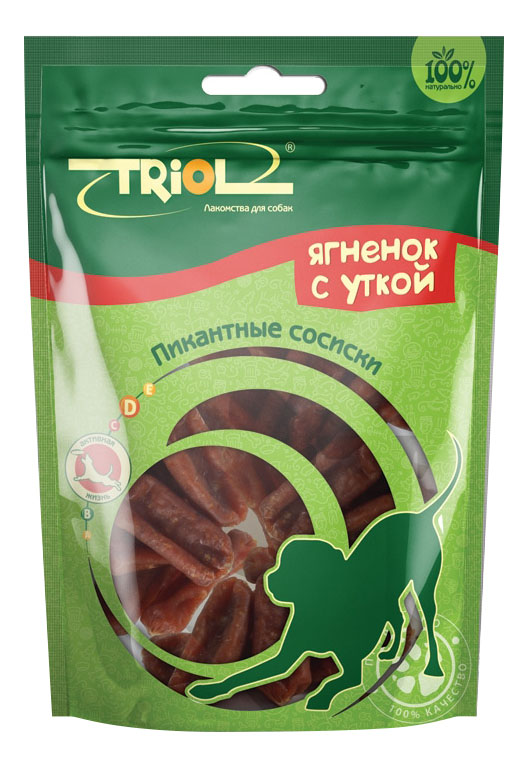 фото Лакомство для собак triol, пикантные сосиски из ягненка с уткой, 70г