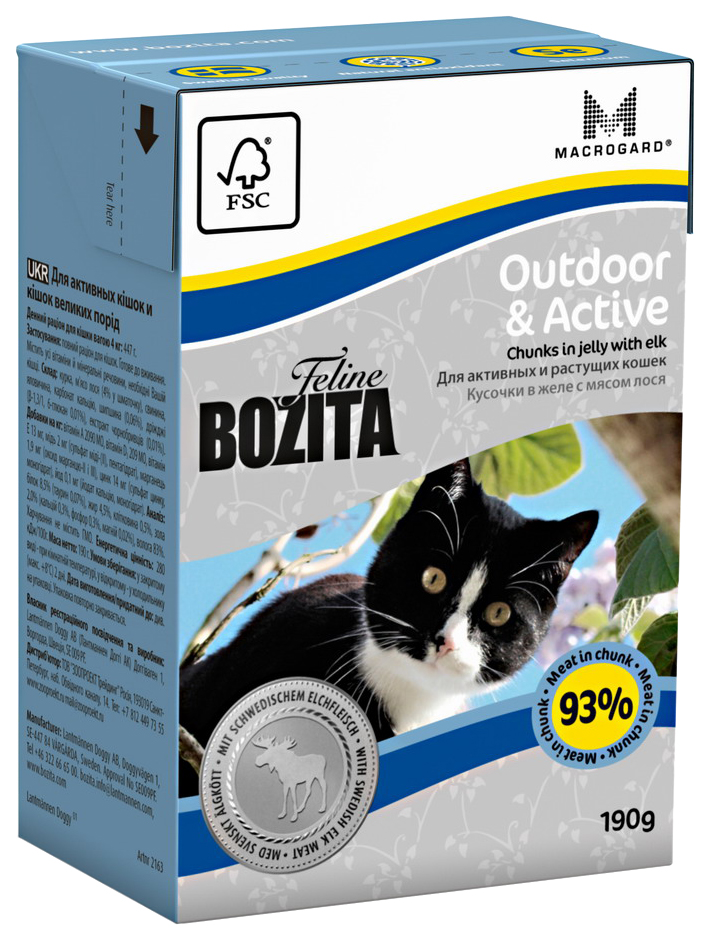 фото Консервы для кошек bozita feline outdoor& active, с лосем в желе, 190г