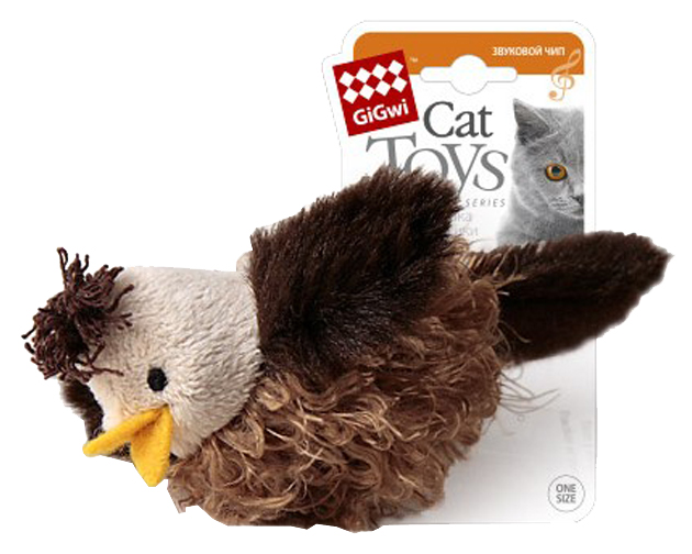 фото Мягкая игрушка для кошек gigwi текстиль, коричневый, 6 см