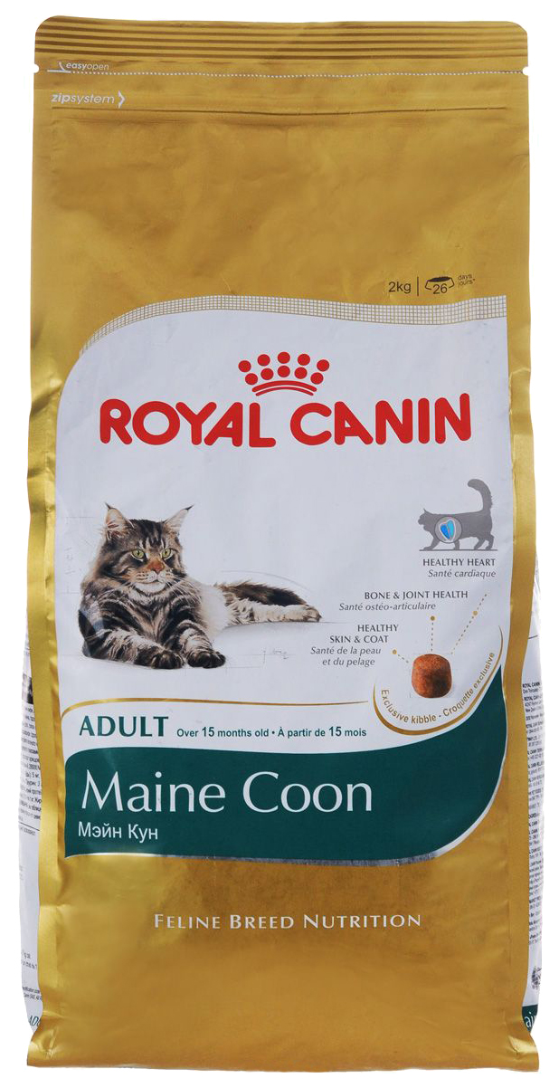 фото Сухой корм для кошек royal canin maine coon adult, мейн-кун, домашняя птица, 2кг