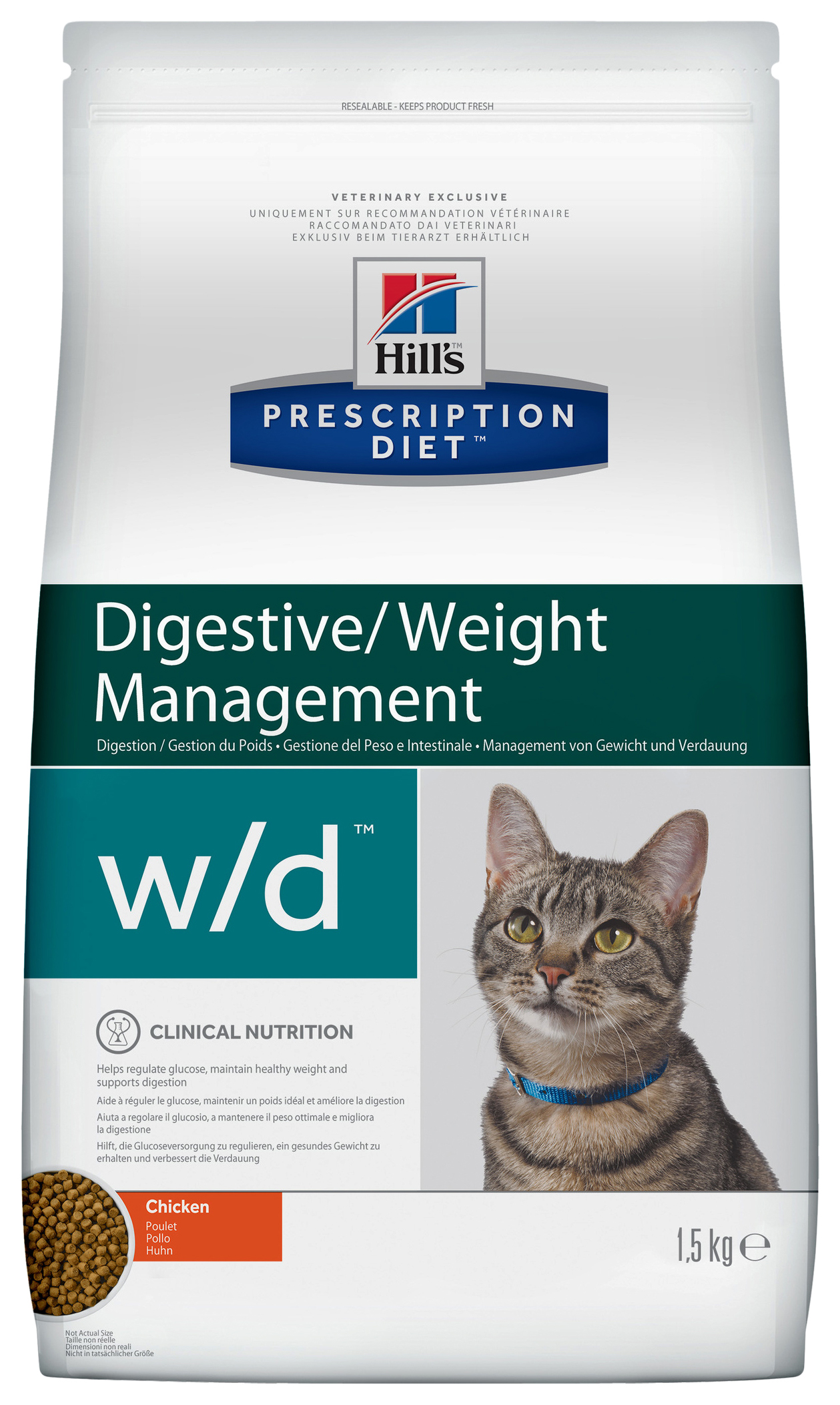 фото Сухой корм для кошек hill's prescription diet digestive/weight management, курица, 1,5кг