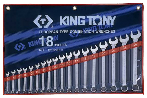 Набор комбинированных ключей KING TONY 6-24 мм 18 предметов 1218MR01 шило для демонтажа сальников и колец king tony
