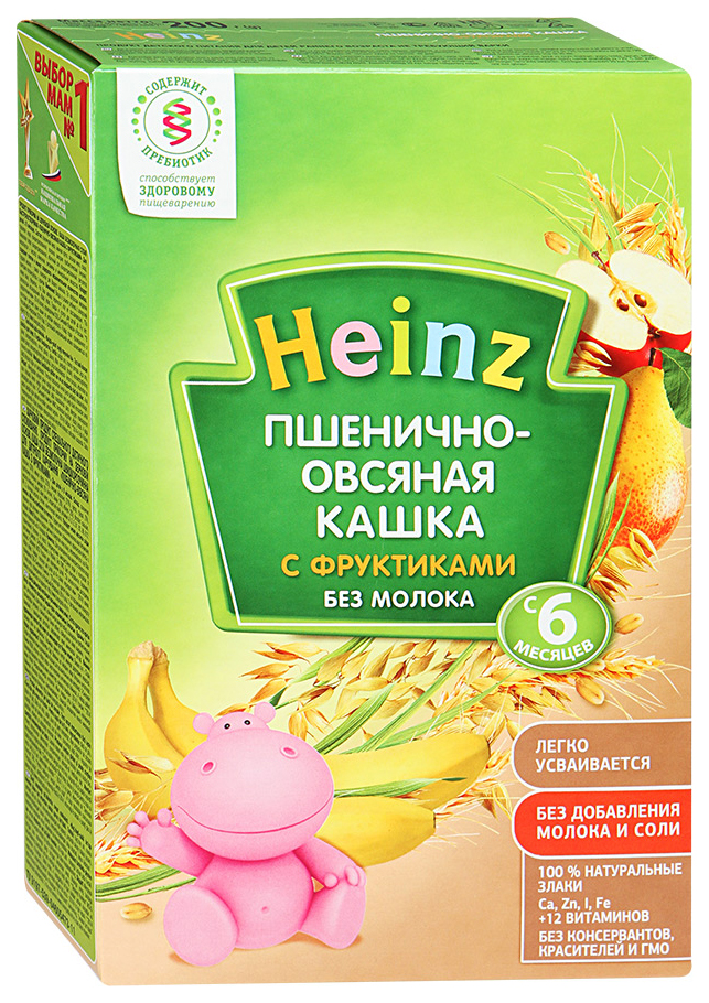 Каша безмолочная Heinz Пшенично-овсяная с фруктами с 6 мес. 200 г