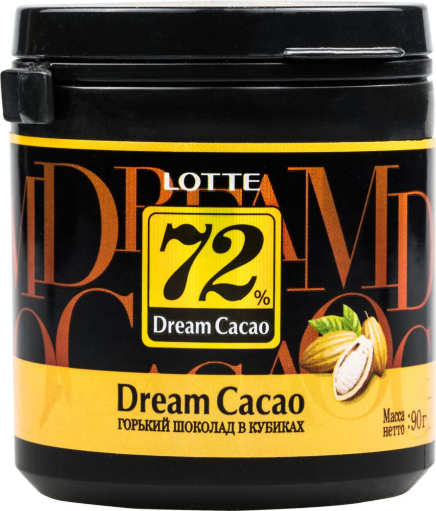 фото Шоколад горький lotte dream cacao 72% в кубиках 90 г