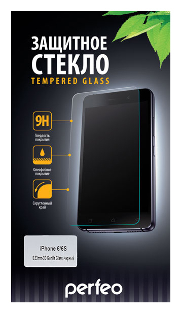

Защитное стекло Perfeo Apple iPhone 6/6S черный 0,33мм 3D Gorilla (0042)