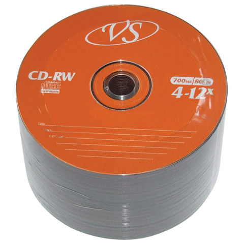 фото Диски cd-rw vs, 700 mb, 4-12, vscdrwb5001, 50 штук