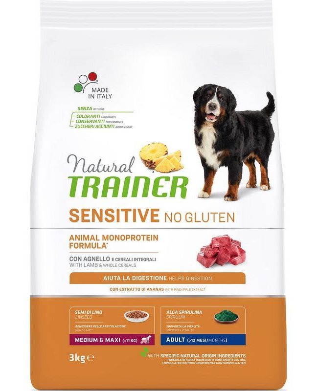 фото Сухой корм trainer natural sensitive no gluten adult m/m c ягненком для собак 3 кг