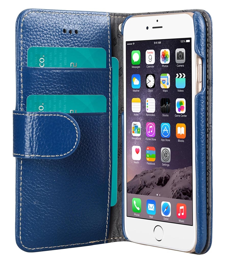 фото Чехол melkco для apple iphone 6/6s - wallet book type, dark blue