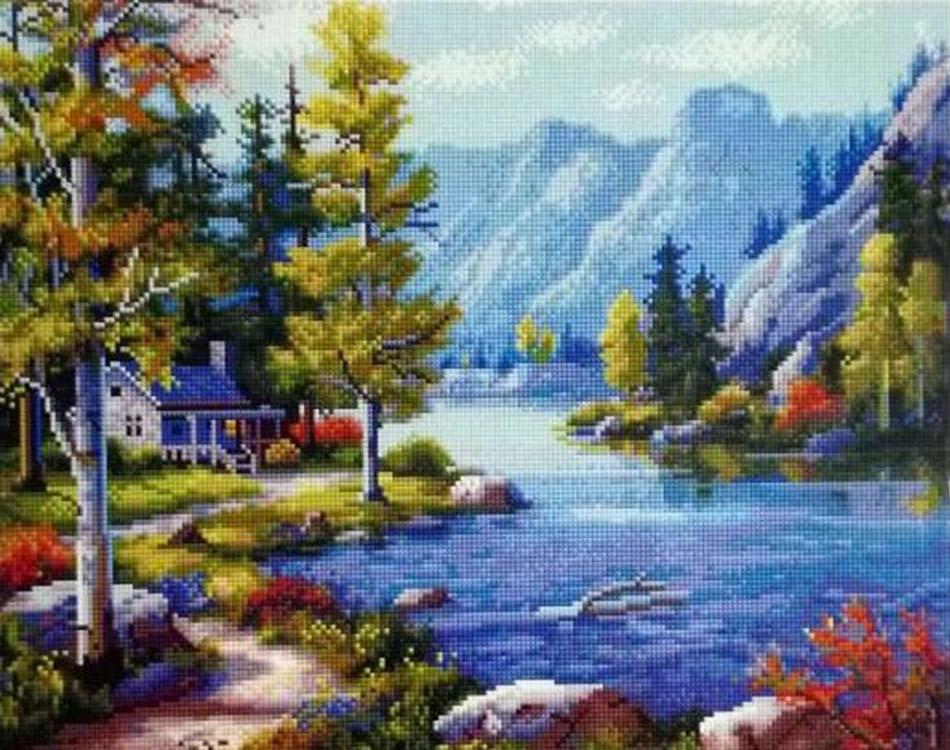 

Алмазная вышивка Painting Diamond Домик в горах 40x50 см, Домик в горах