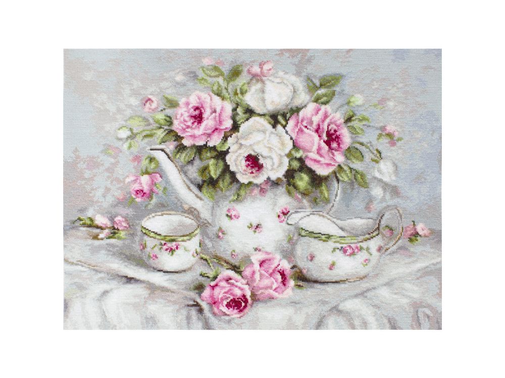 фото Набор для вышивания luca-s чайный сервиз и розы