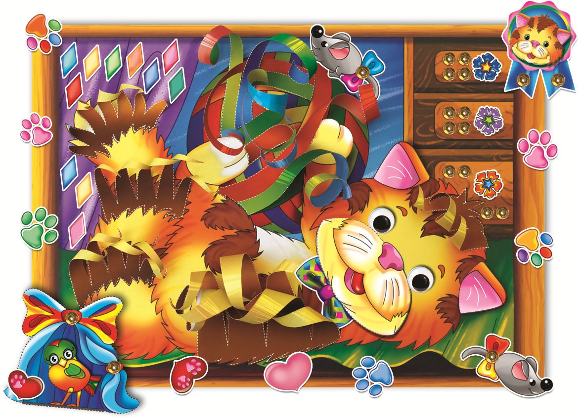 

Бумажная аппликация Котёнок Рыжий кот А-8401