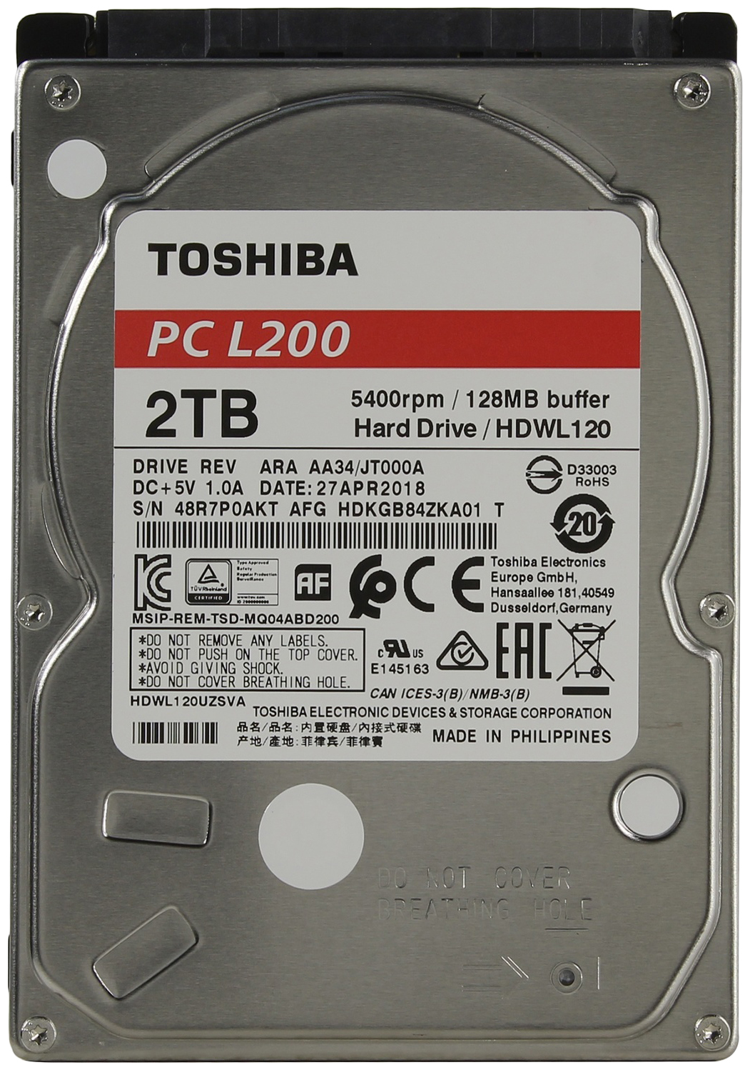 Жесткий диск Toshiba L200 2ТБ (HDWL120UZSVA)