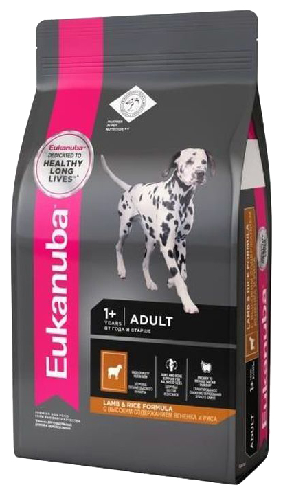 фото Сухой корм для собак eukanuba adult all breeds, все породы, ягненок и рис, 2,5кг