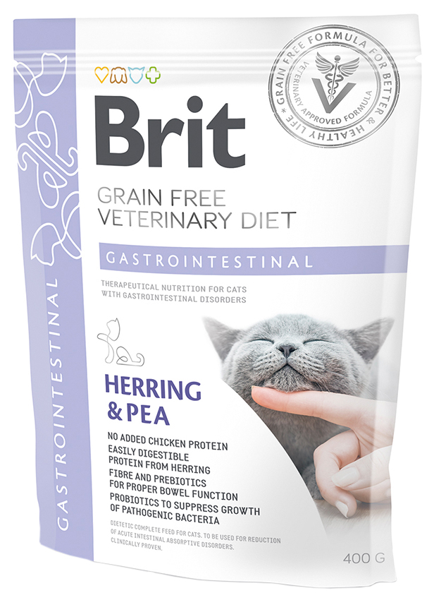 фото Сухой корм для кошек brit veterinary diet gastrointestinal, при гастрите, сельдьба, 0,4кг