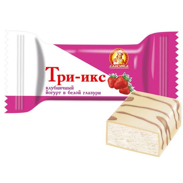

Конфеты Славянка три-икс нуга-белая глазурь-вкус клубники 1 кг