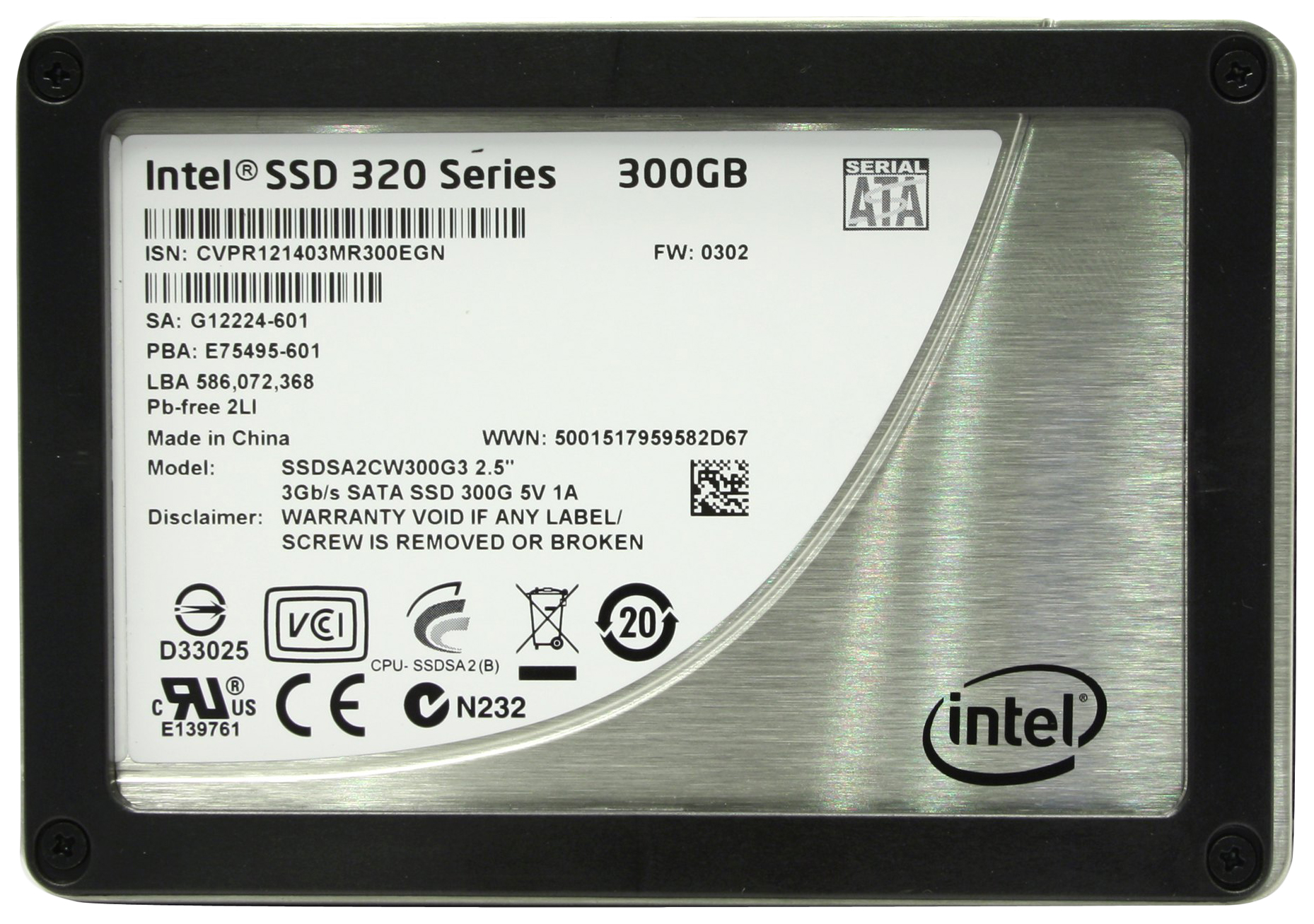 

SSD диск Intel 320s 300ГБ (SSDSA2CW300G3K5), 320s