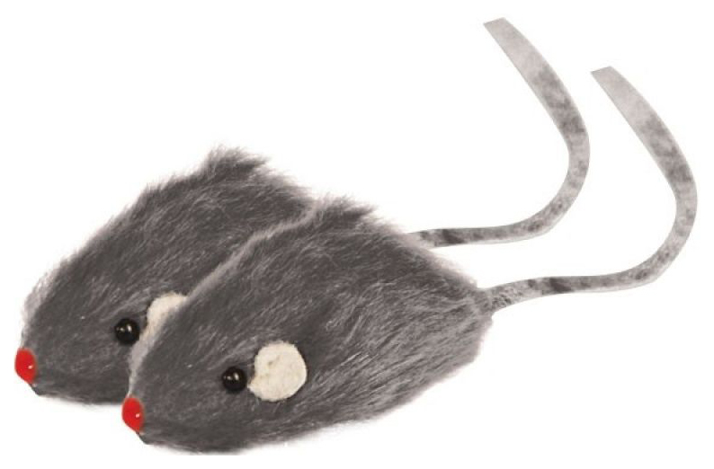 фото Мягкая игрушка для кошек triol мышь натуральный мех, серый, 14 см