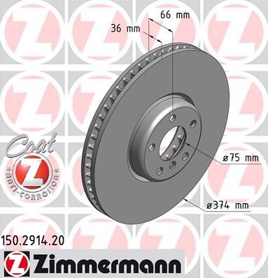 фото Тормозной диск zimmermann 150.2914.20