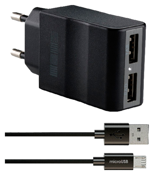 фото Сетевое зарядное устройство interstep travel charger, 1xusb, 2,1 a, black