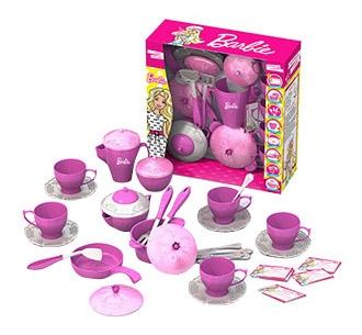 фото Подарочный набор дет,посуды чайный и кухонный сервиз barbie, 38 предметов нордпласт
