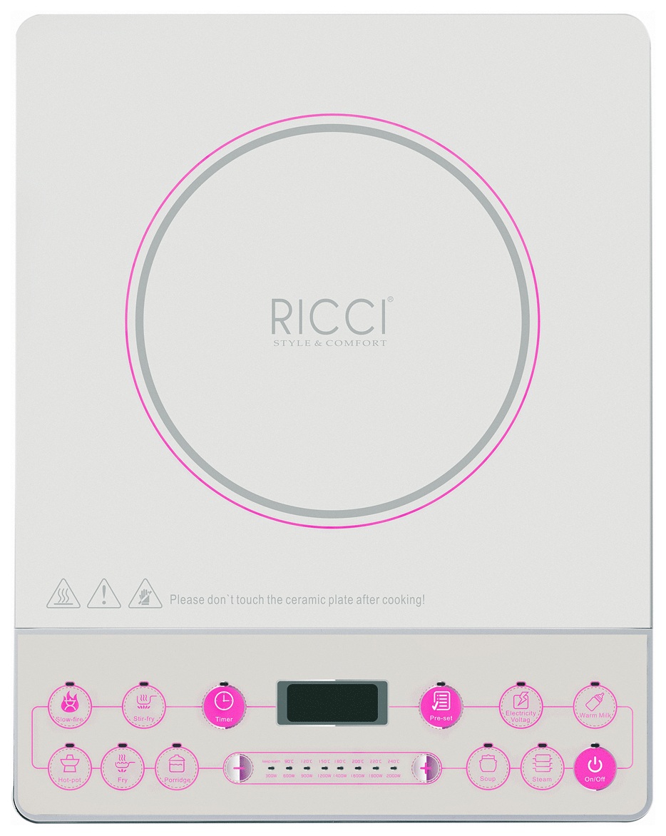 фото Настольная электрическая плитка ricci jdl-c21e3 white/pink