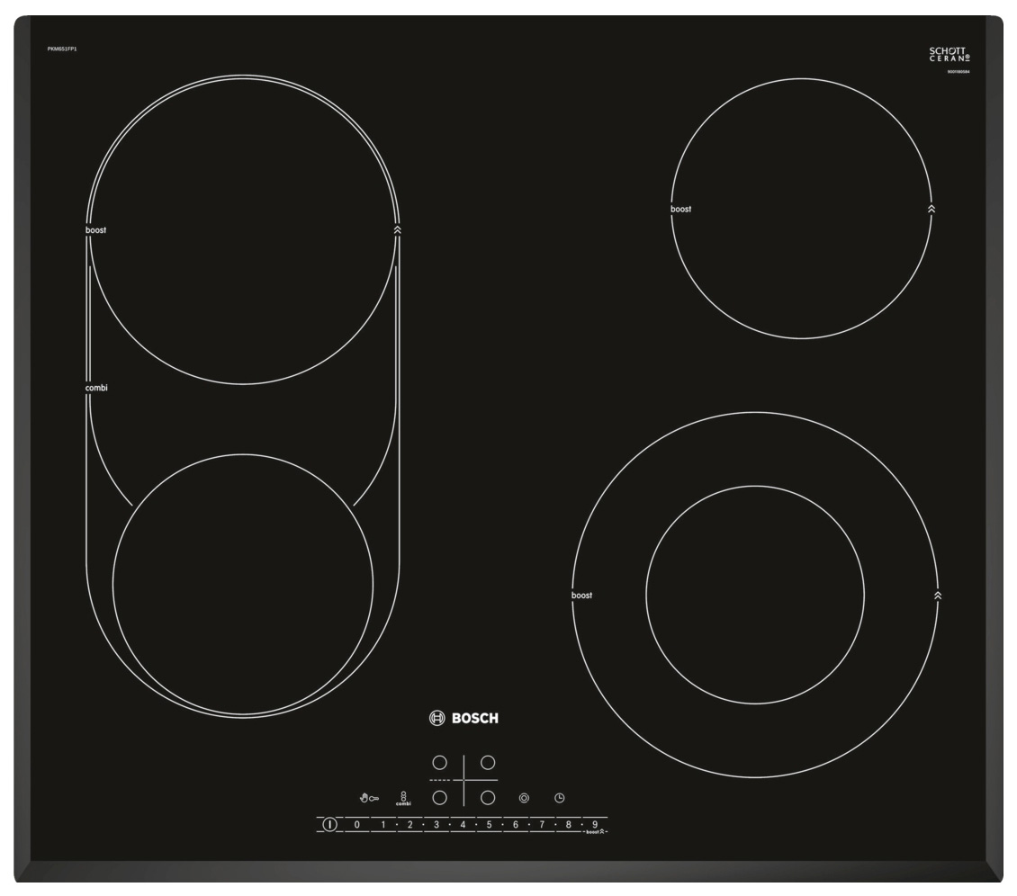 фото Встраиваемая варочная панель электрическая bosch pkm651fp1 black