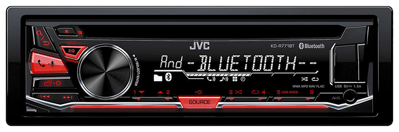 Автомагнитола JVC KD-R771BT USB MP3 CD FM RDS 1DIN 4x50Вт черный