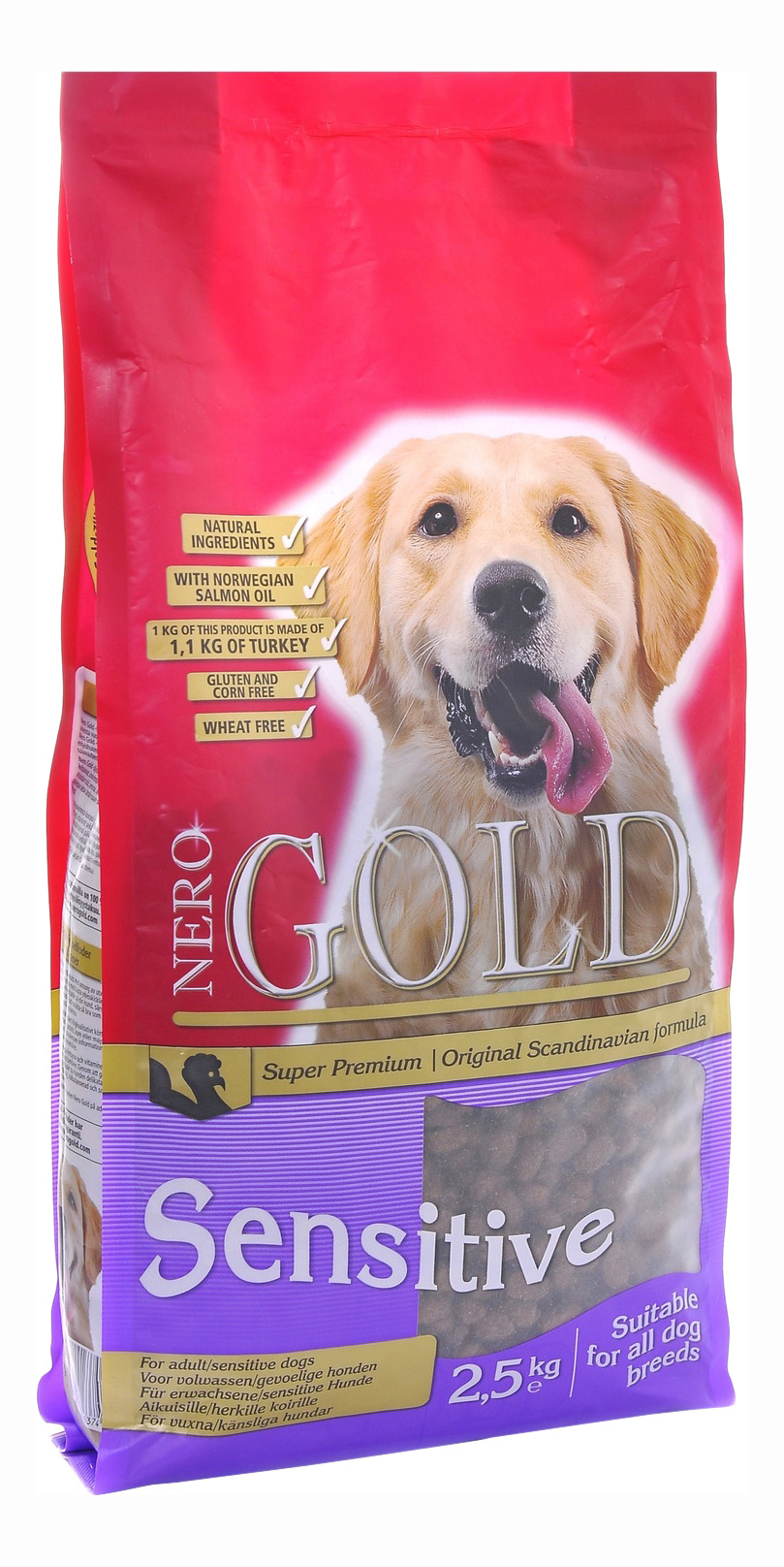 фото Сухой корм для собак nero gold adult sensitive, все породы, индейка и рис, 2,5кг