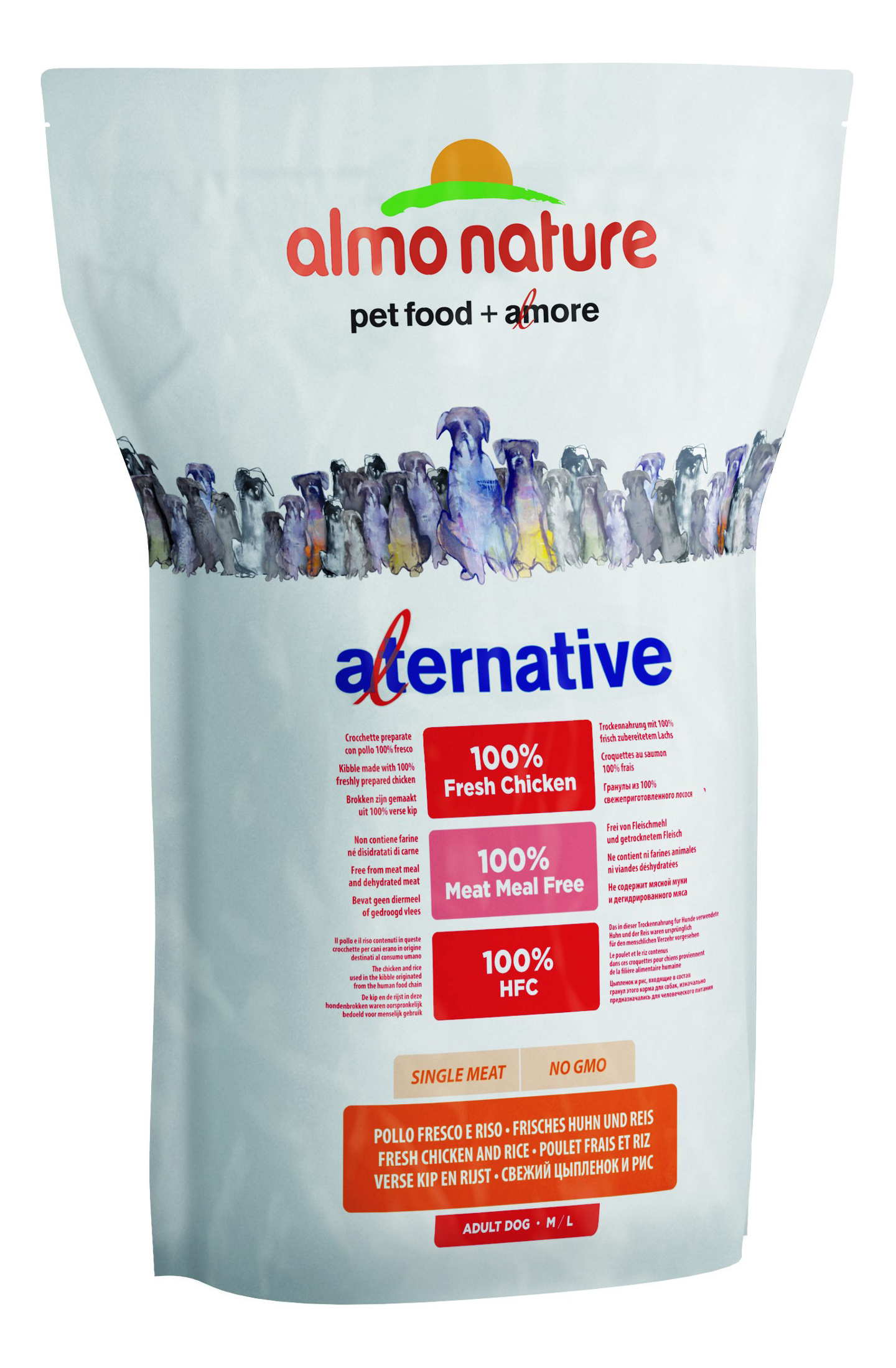 фото Сухой корм для собак almo nature alternative m-l, рис, курица, 3.75кг