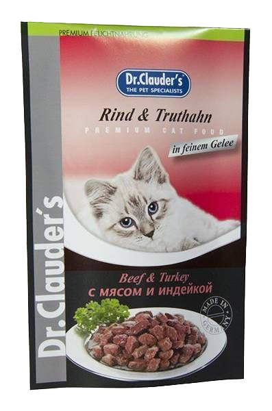 фото Влажный корм для кошек dr.clauder's, с мясом и индейкой в желе, 100г