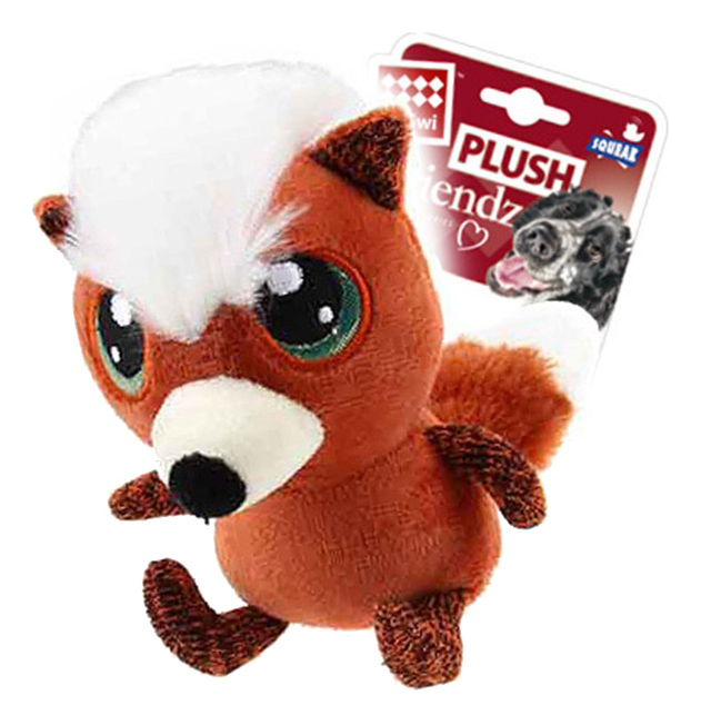 фото Мягкая игрушка для собак gigwi лиса с большими глазами с пищалкой, 12 см