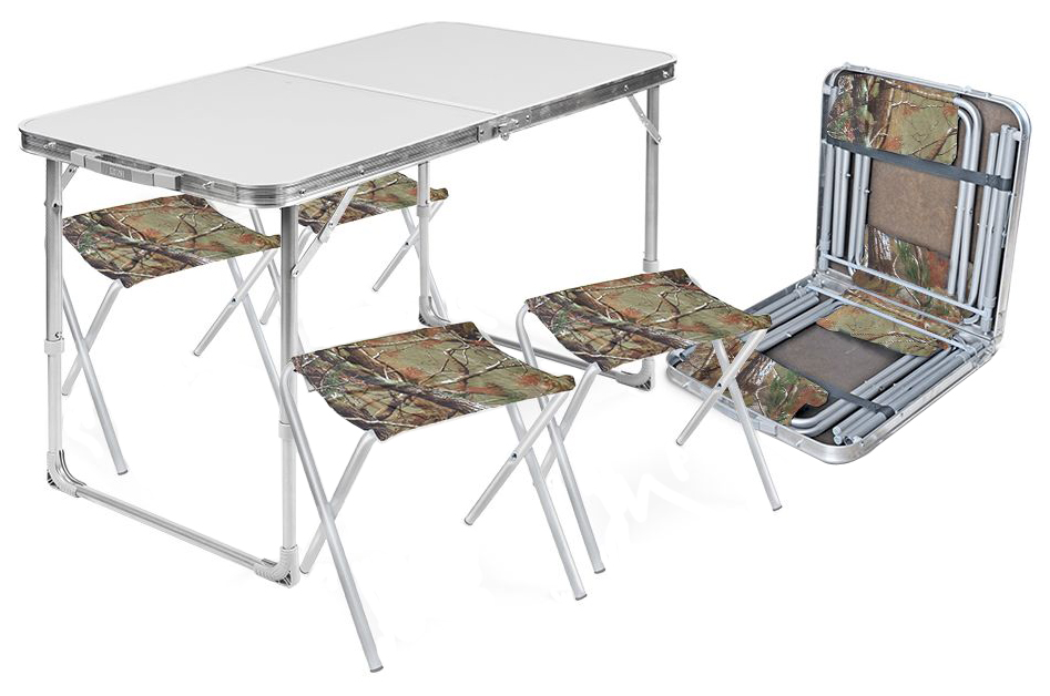 Набор: стол складной + 4 стула дачных складных НИКА, ССТ-К2 металл