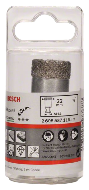 

Алмазная коронка Bosch 22мм DRY SPEED 2608587116