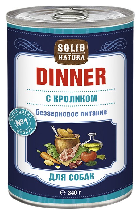 фото Консервы для собак solid natura dinner, кролик, 340г