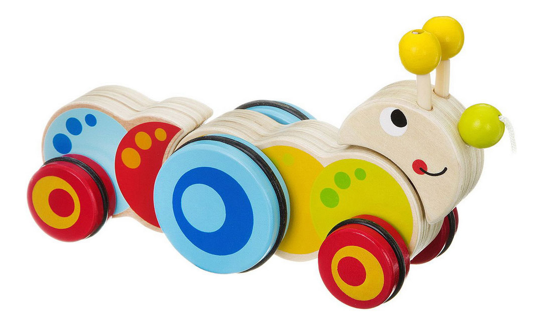 

Игрушка-каталка с веревочкой Гусеница Bondibon вв2037, Гусеница